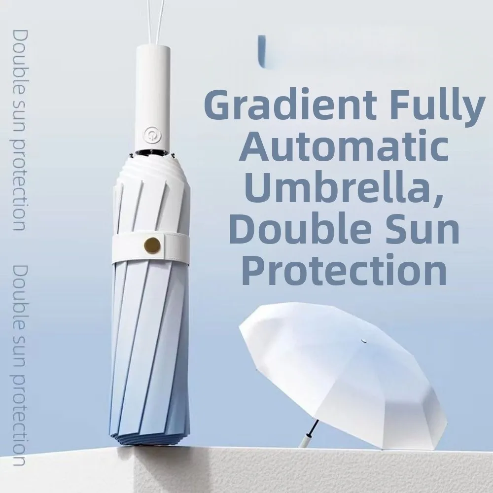 

48Bone Reinforced Automatic Umbrella Strong Windproof UV Protection Folding Umbrella Easy To Store Gradient Sunproof Brolly