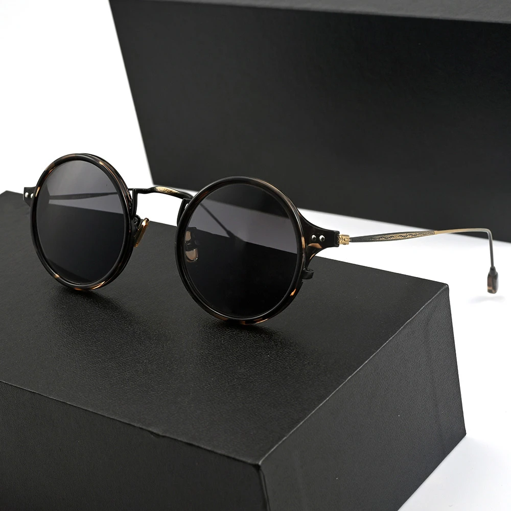 Cubojue Tortoise Polarized Sunglasses Men Women Small Round Sun Glasses for Male Female Black Brown Lens Vintage Anti Reflection