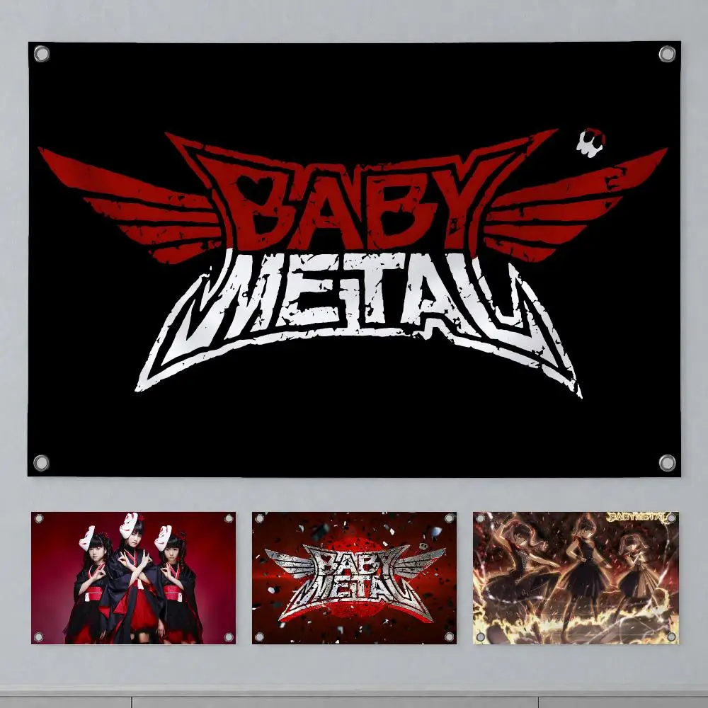 Kawaii Band BABYMETAL Flags Wall Hanging Banner Indoor Outdoor Party Home Wall Decor Backdrop