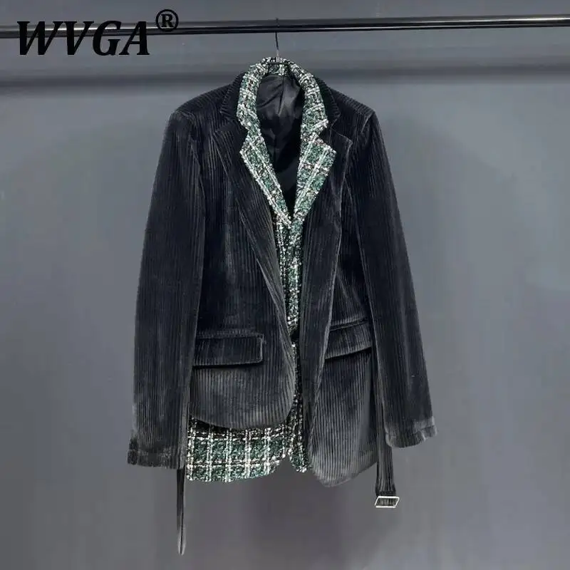 

WVGA осень-зима новый мужской лоскутный дизайн модный пиджак с длинными рукавами панк ниша свободный шикарный повседневный костюм-пальто Ins Y2K W9569