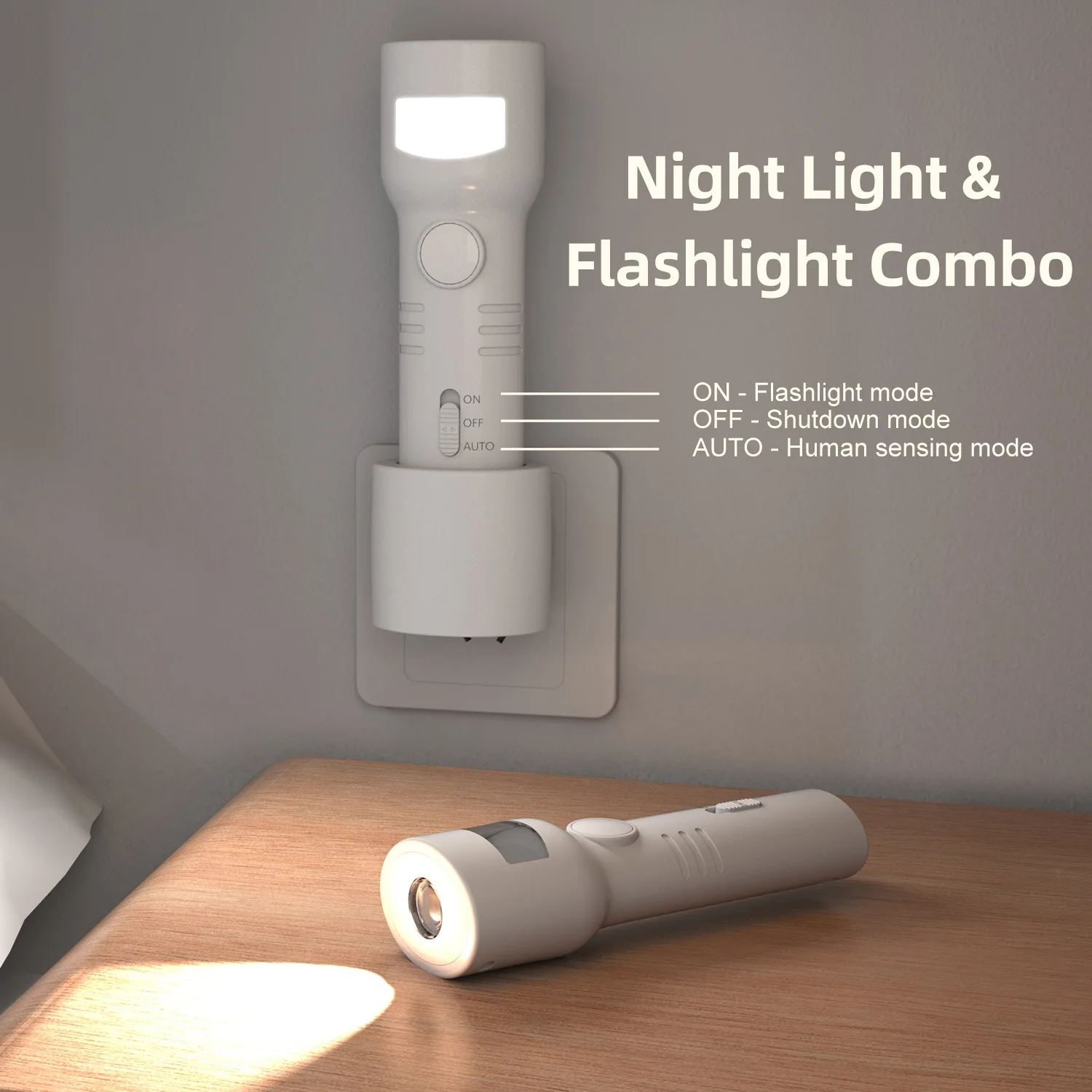 Smart Bedside Night Light with Charging, Motion Sensor Light That Turns on When People Approach and Turns Off When They Leave