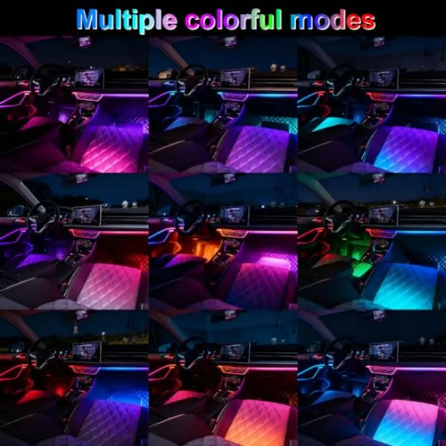 Acrylic Interior Car Ambient Lighting Kits LED Strip Lights with Wireless APP Neon Fiber Optic Lights Function LED Strip for Ca