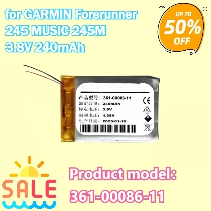 

New High quality 3.8V 240mAh 361-00086-11 Sports Watch Battery for GARMIN Forerunner 245 MUSIC 245M