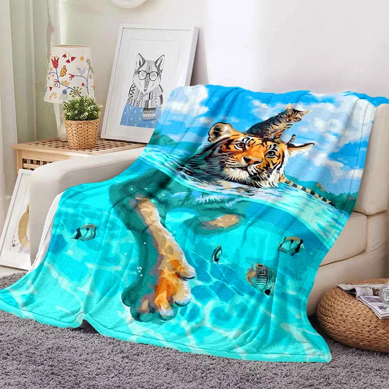 3D Tiger blanket Super Soft For Spring Autumn Modern Line Art Sherpa Blanket Bedspread Throw Travel Dropship