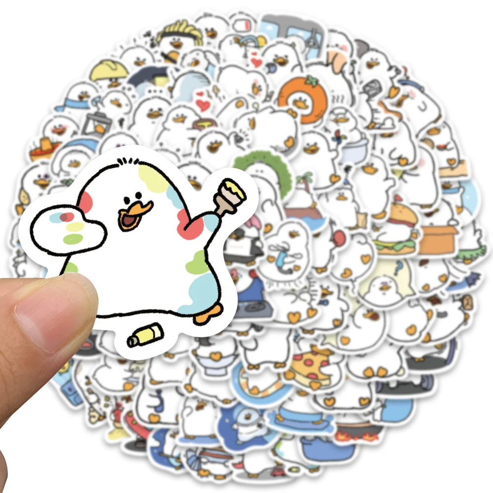 100pcs/pack Chubby Duck Cartoon Cute Plump Animal Stickers Scrapbook Laptop Phone Luggage Diary Car Motorcycle Sticker Toy