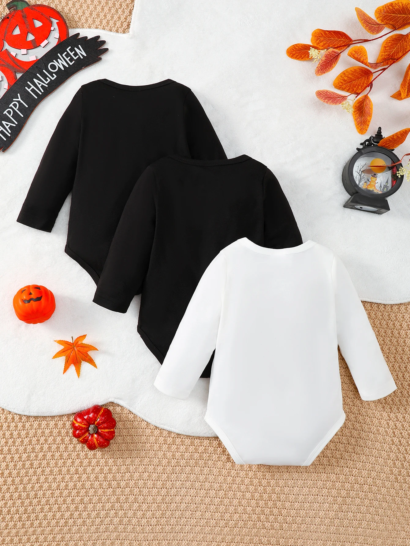 3 Pieces, Halloween Baby Cute Casual Patterned Long-Sleeved Onesies, Casual, Comfortable, and Adorable, as a Halloween Gift