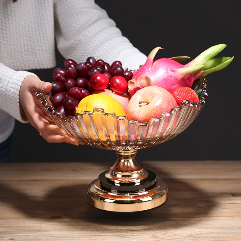 

Light luxury crystal glass fruit plate European style living room coffee table household American luxury high-end snack candy pl