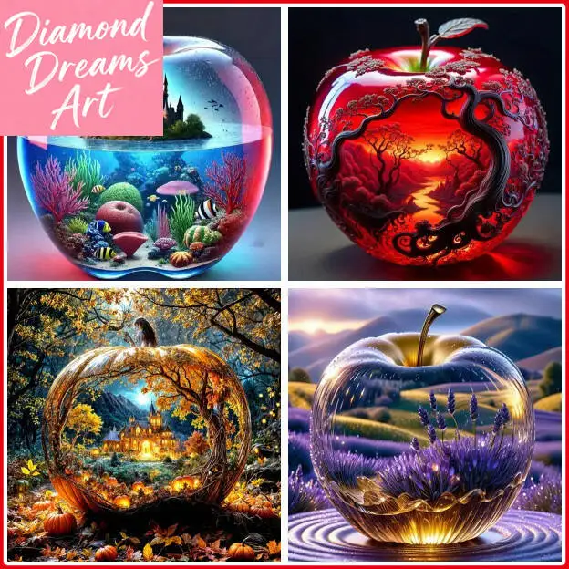 Frameless, Apple 5D DIY Diamond Paintings Landscape New Mosa