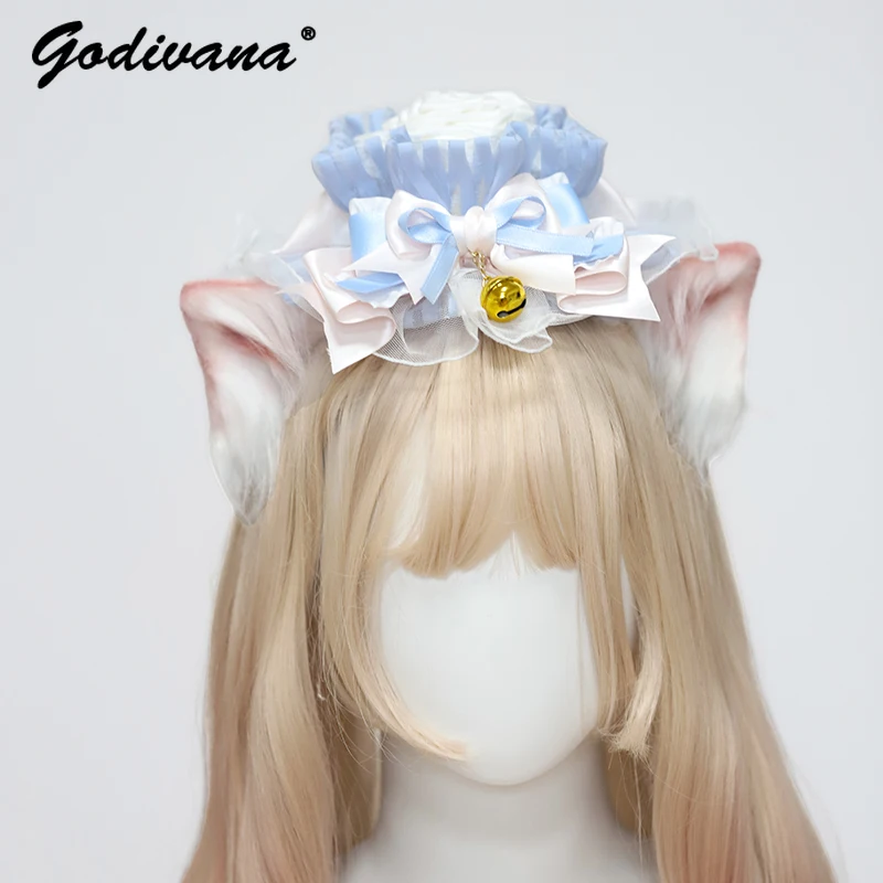 

Lolita Handmade Hair Accessories Lady Girls Bowknot Barrettes Sweet Cute Handmade Hat Headdress Fashion Hair Clips for Women