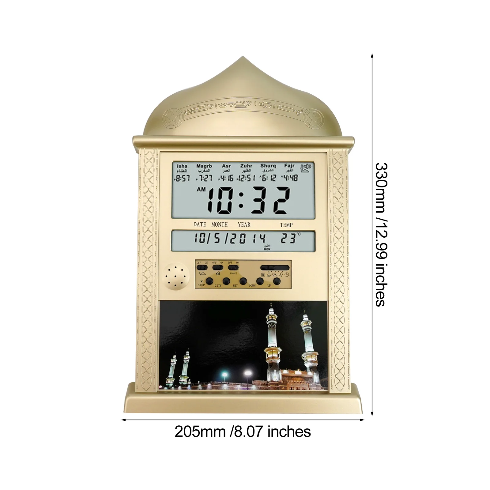 Wall Clock Clock 330x205x27.2mm Alarm Azan Azan Calendar Home Decor Muslim Prayer Wall Clock Adjustable Prayer