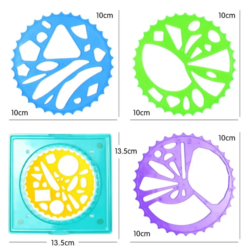 5/12/22PCS Plastic Spirograph Special Shaped Interlocking Gears Wheels Geometric Ruler Arts Craft Drawing Kit Students