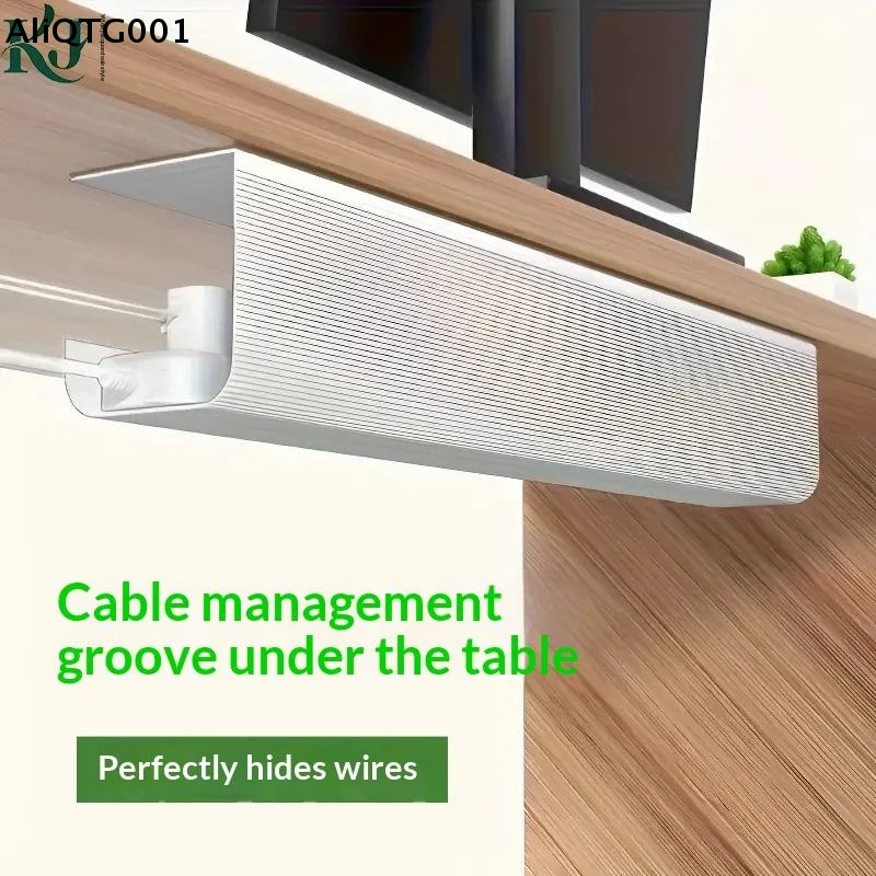 1 יחידה 40 ס\\\"מ/15.75 אינץ' מארגן כבלים מ-PVC מתחת לשולחן, ללא קידוח, מחזיק לניהול חוטים משרדי, התקנה קלה על הקיר