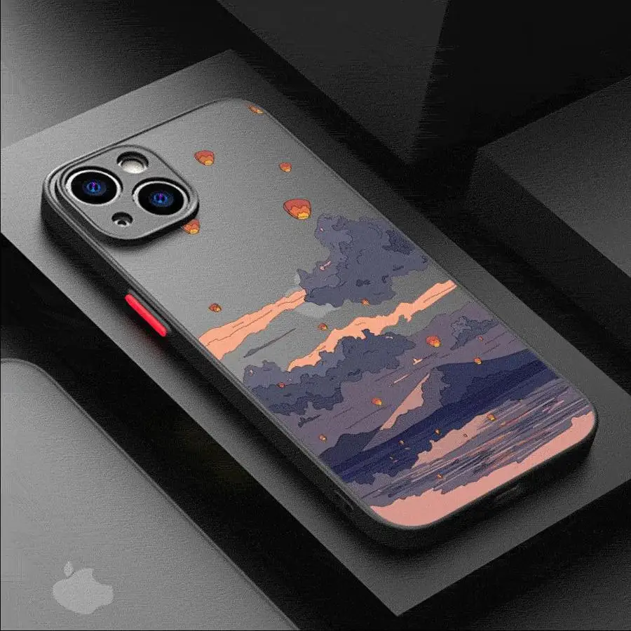 Summer Sky Suspension Case For Apple iPhone 16 15 11 14 13 12 Pro 7 XR X XS Max 8 Plus 6 6S SE 2022 15Pro Matte Phone Funda