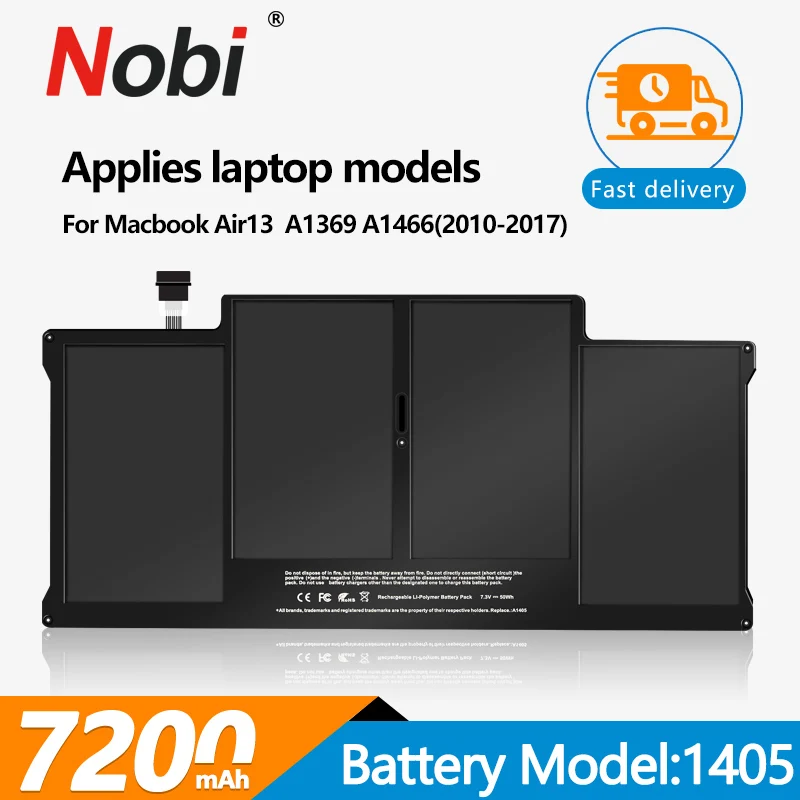 Nobi-Bateria do portátil para Apple MacBook Air, Bateria do notebook, A1405, A1406, A1495, 13 em, 11 em, A1369, A1466, A1370, A1465, A1465, 2013-2017, Novo