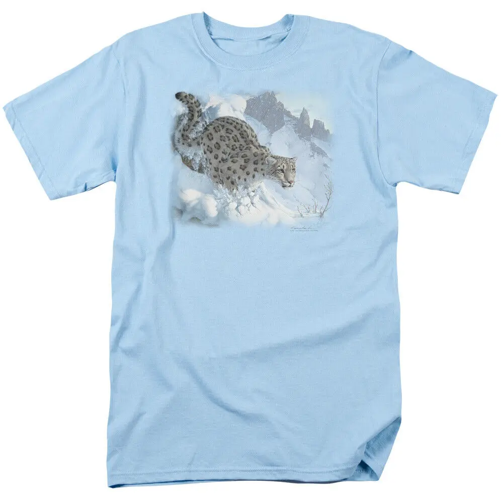 Wild Wings Snow Leopard T Shirt Mens Licensed Light Blue