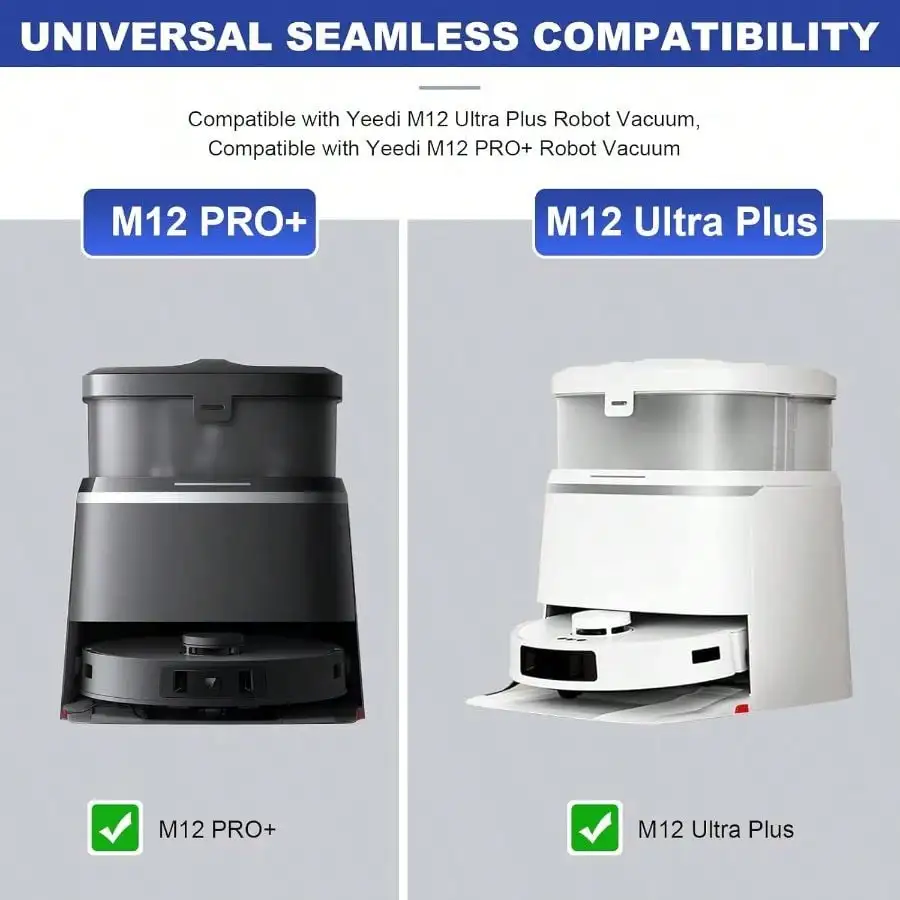 Replacement Accessories Compatible With Yeedi M12 Ultra Plus/ M12 PRO+ Robot Vacuum Cleaner.(2 Main Brush,6 Side Brushes,6 Hepa Filters,6 Mop Pads,6 Dust Bags)