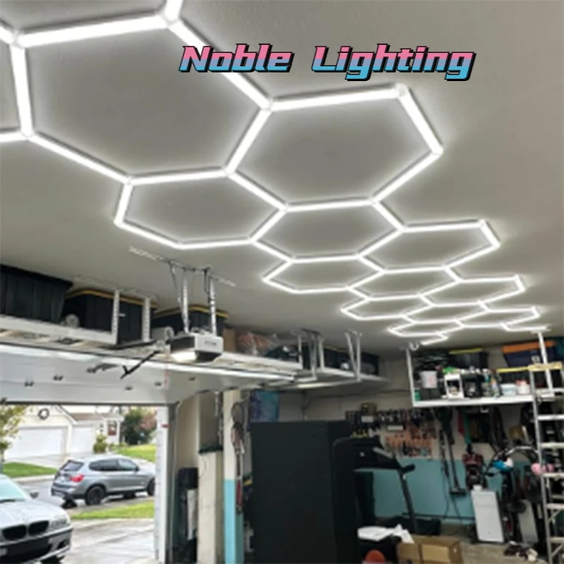 

Muiti Garage Barbershop Hair Salon LED Ceiling Light Hexagon Garage Light 110V-240V Honeycomb LED Tube Lighting for Car Workshop