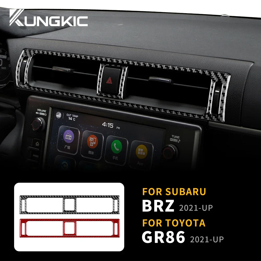 For Subaru BRZ Toyota GR86 2021 2022 2023 2024 Sticker Center Air Outlet Vent Real Carbon Fiber Cover Interior Trim Accessories
