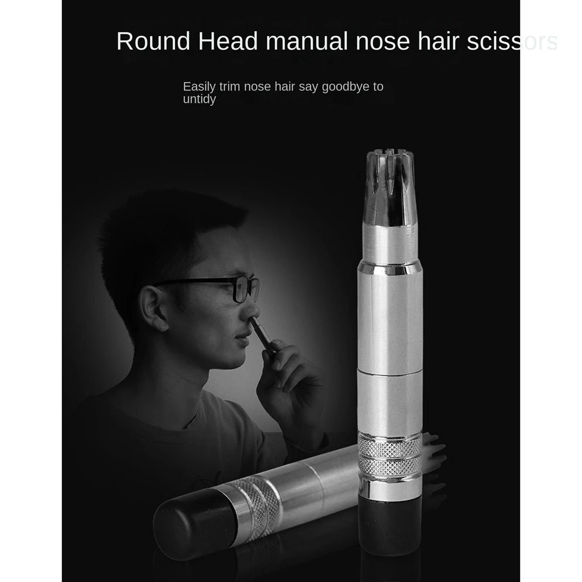 2 Pack Manual Nose Hair Trimmer Nostril Shaving Cleaners Portable Nose Hair Trimmer Stainless Steel