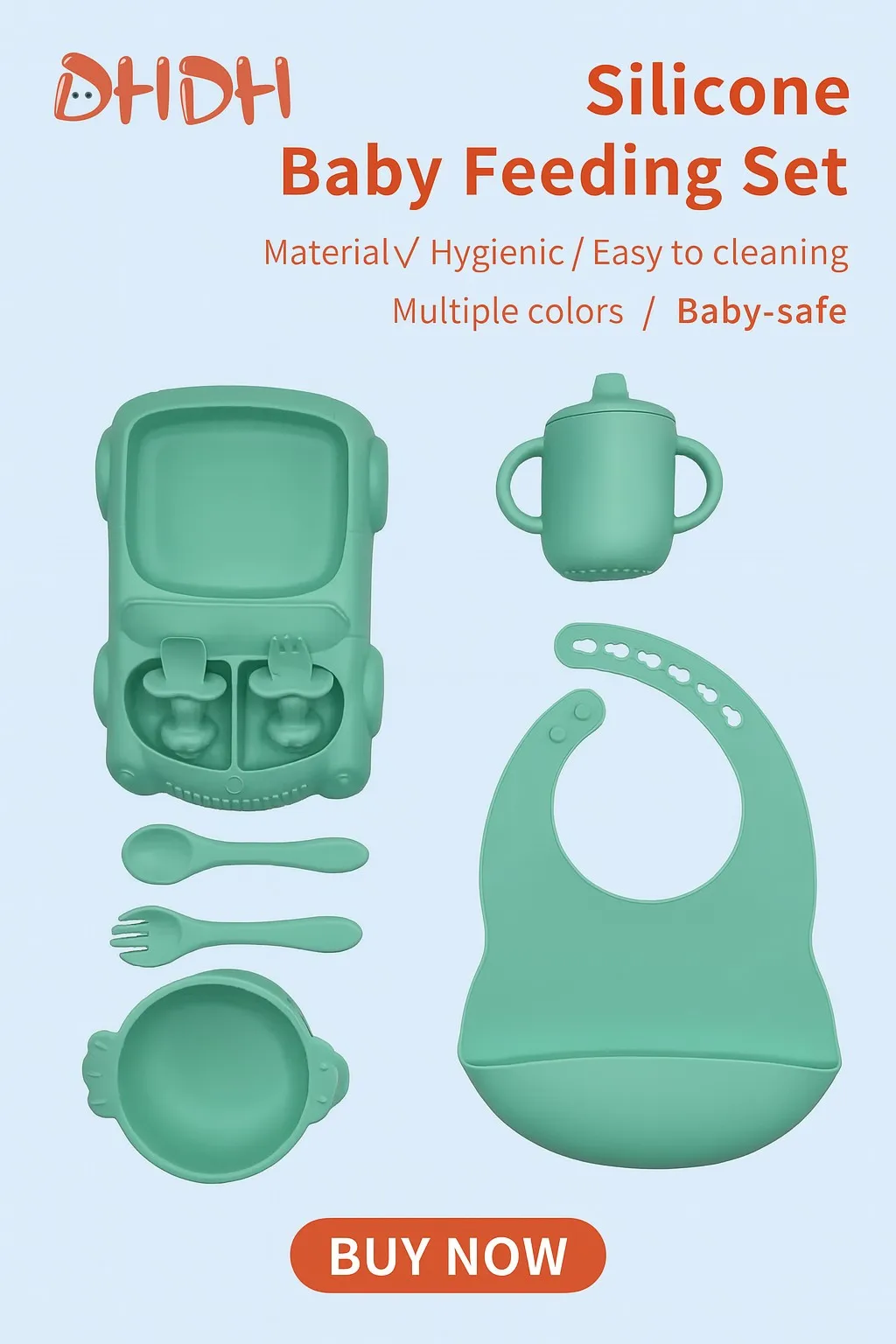 8pce Set Silicone Children's Tableware Baby Complementary Food Training Silicone Tableware Baby Suction Cups Bowls Baby Supplies