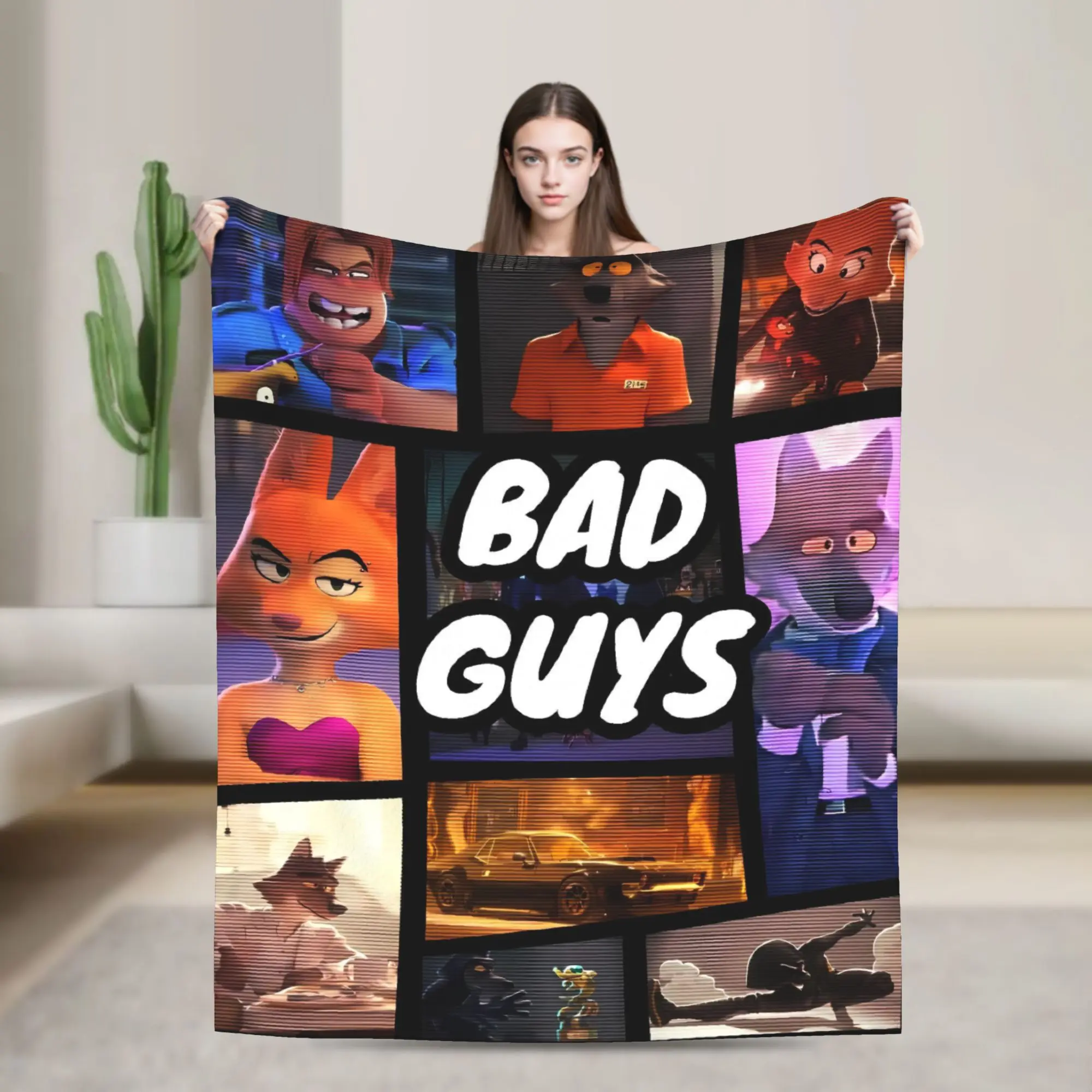 

The Bad Guys New Anime Movie Soft Blankets Camping Plush Throw Blanket Novelty Bedroom Flannel Bedspread Sofa Bed Cover