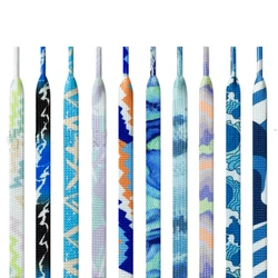 Flat Stripe Tie-dye Shoelaces for Sneakers Colorful Gradient Shoe Laces Dazzling Blue Shoelace Personality Rope for Men Woman
