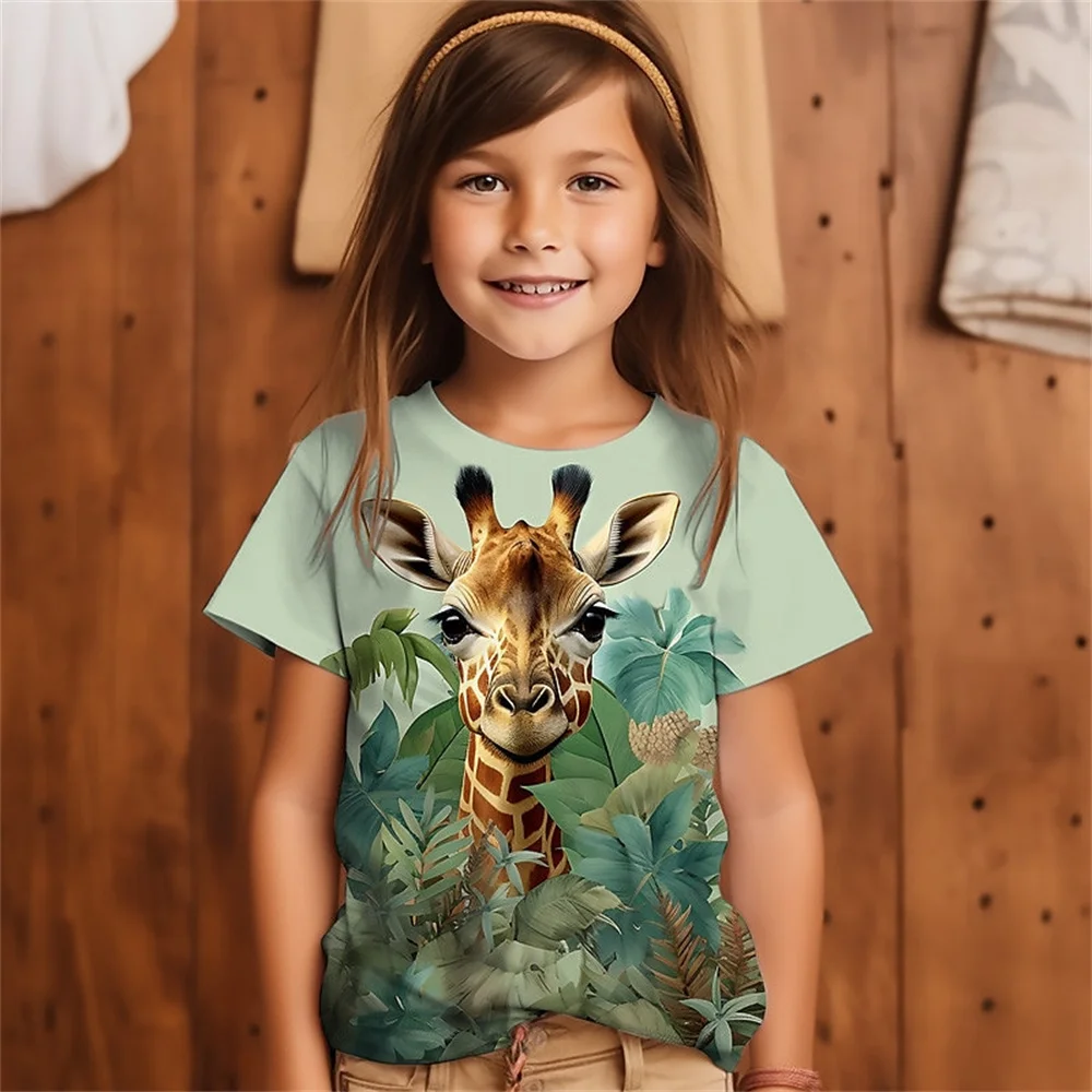 Camiseta informal de verano para niña, Camiseta cómoda y transpirable de manga corta con estampado 3d, divertida