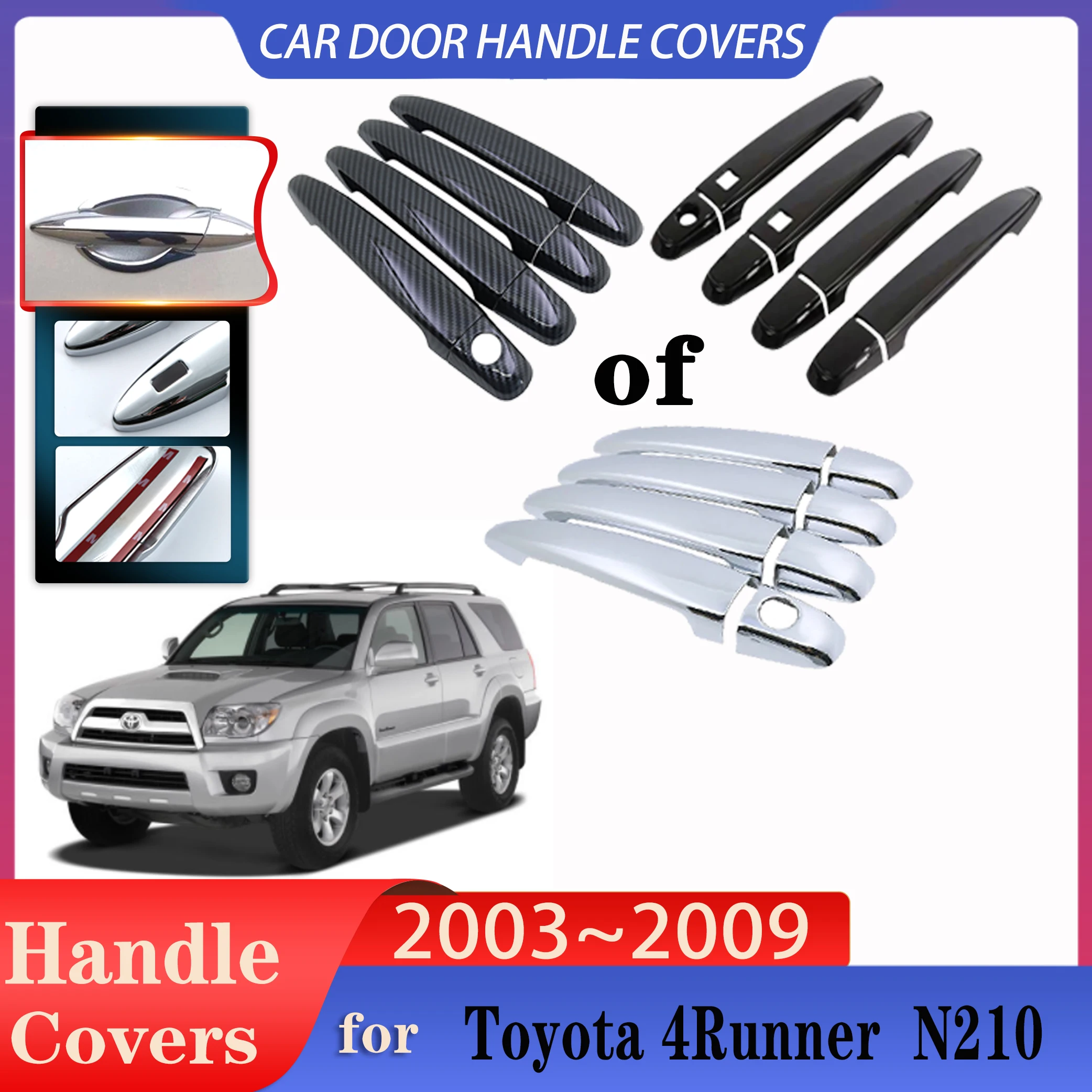 For Toyota 4Runner 2003 2009 Hilux Surf N210 2003~2009 Car Door Handles Covers Exterior Scratch Protective Decor Car Accessories