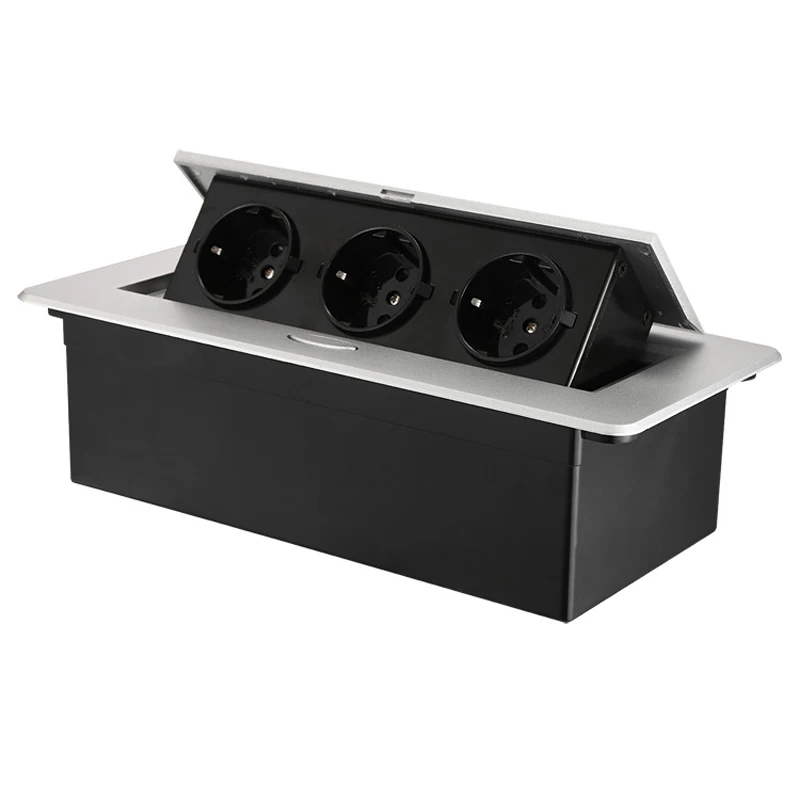 Imagem -05 - Soquete Pop-up Embutido Soquete de Mesa Prata Fonte de Alimentação de Conferência Oculta Todo o Alumínio ue fr Padrão Alemão