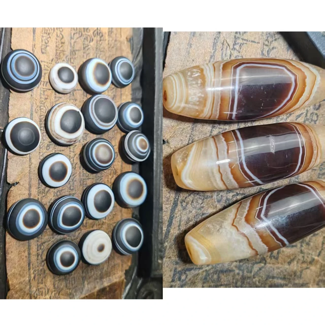 1pcs dzi Natural silk agate boutique Tianyan sheep plate eye ring face brown silk agate road through loose beads vintage lezi
