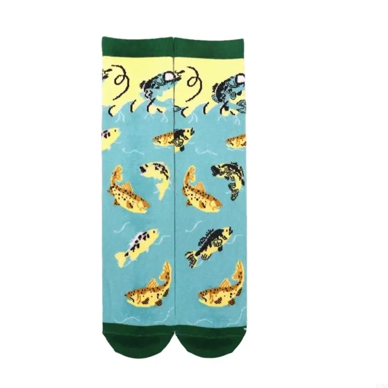Calcetines tripulación pesca l5yc con estampado humor en transpirable tela algodón pesca para hombres