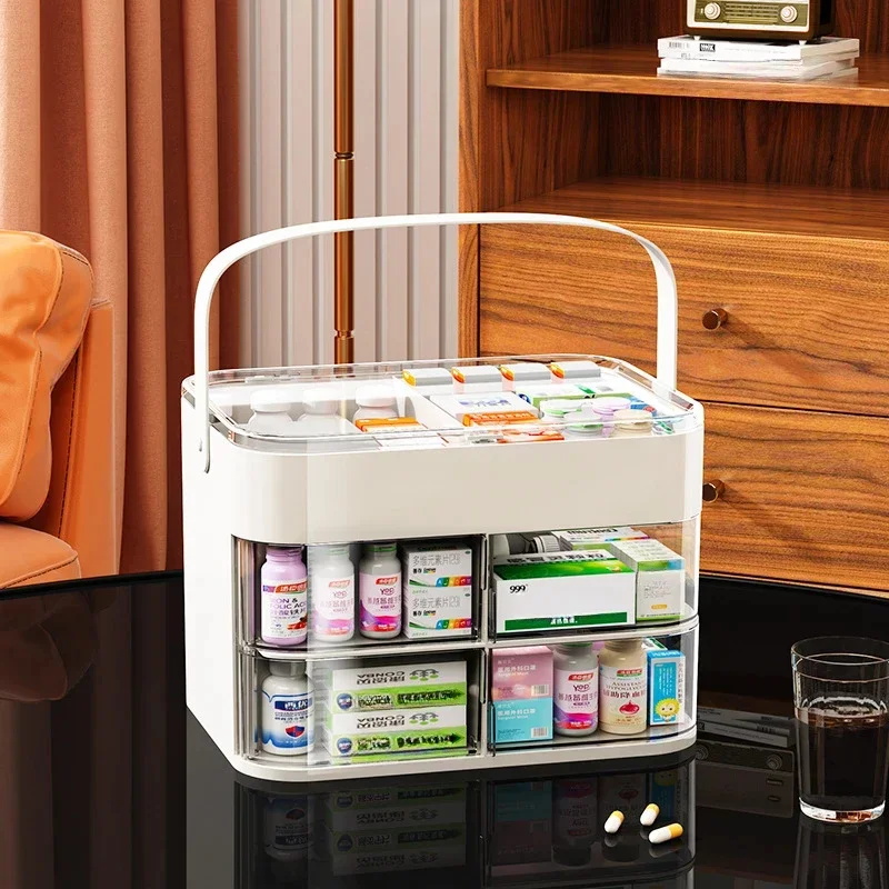 Large Capacity Home Medicine Box Transparent Medical Storage Box Multifunctional Portable Storage Box First Aid Box