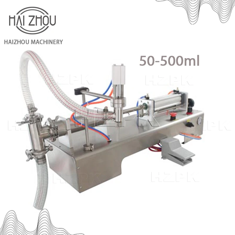 HAIZHOU Stainless Steel Single Head Semi-automatic Liquid Full Pneumatic Filling Machine Juice Filling G1WYF500