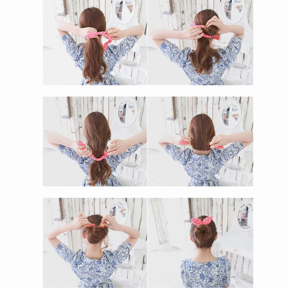 Rabbit Ear Donut Bun Maker Hair Styling Tool Women Easy Elegant Bun Creation Straight Curly Thick Fine Hair Versatile