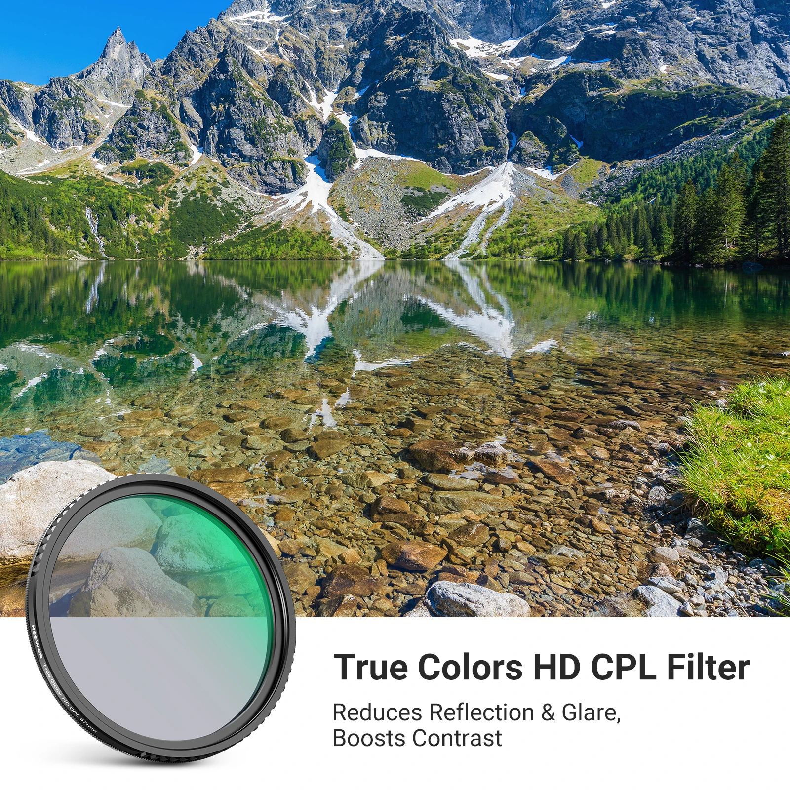 NEEWER True Colors CPL Filter with Limited Hard Stop, Adjustable Multicoated HD Circular Polarizer Circular Polarizing Filter