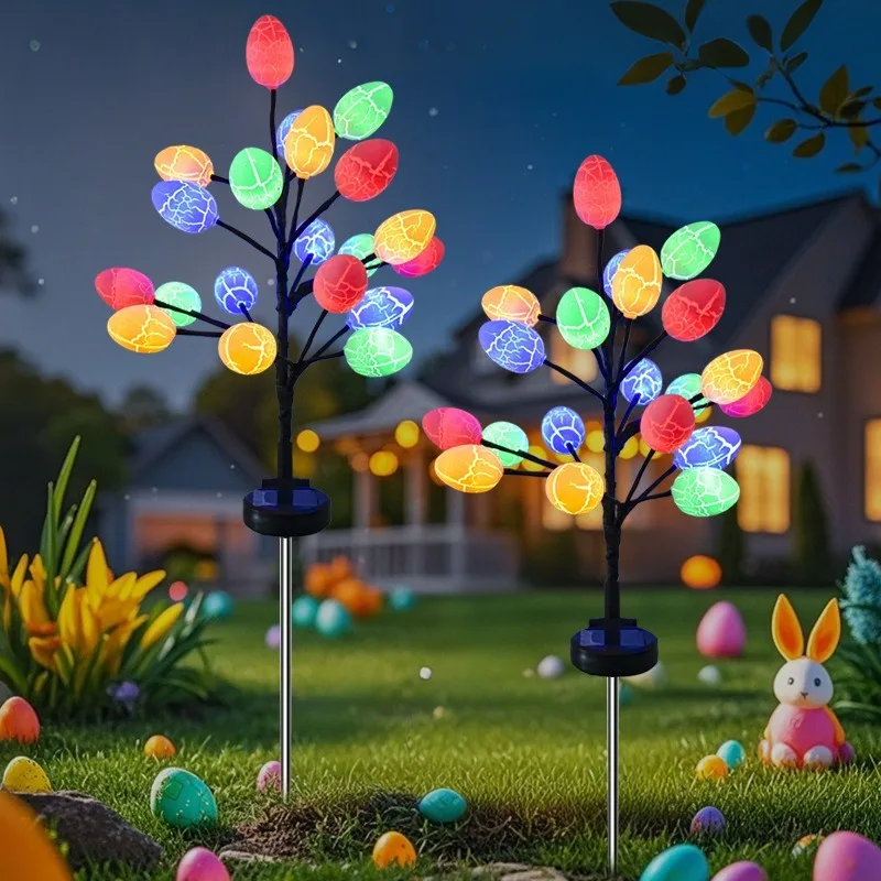 Solar Easter Cracked Egg Light LED Landscape Atmosphere Light Outdoor Waterproof Courtyard Garden Decoration Festival Light