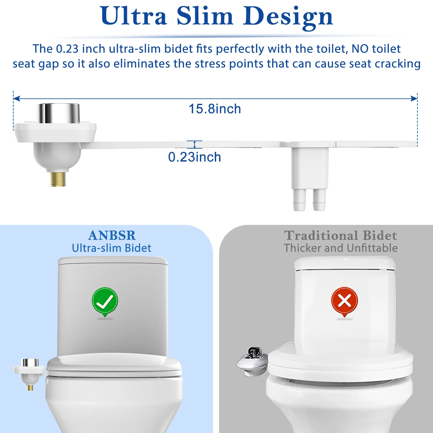 Imagem -05 - Soosi-ultra-slim Não-elétrico Toilet Seat Bidé Anexo Duplo Bocal Espiral Pressão de Água Ajustável Ass Pulverizador Novo Pcs