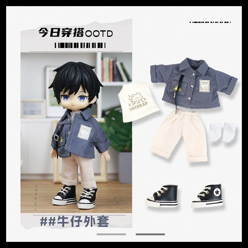 

Ob11 Doll Clothing Denim Jacket Stand Collar Set Casual Workwear Shorts 1/12 Scale Bjd Gsc Molly P9 Body Cute Diy Toys Fans Gift