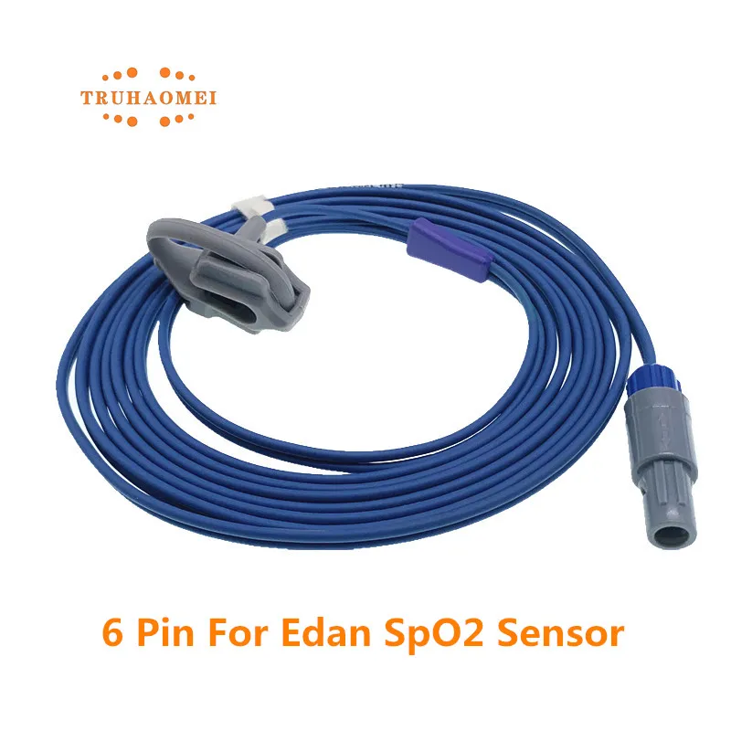 For Edan Creative Contec CMS9000 SpO2 Sensor 6 Pin Reusable SAO2 Probe Neonate Adult M3A M9 M8A iM9 iM80