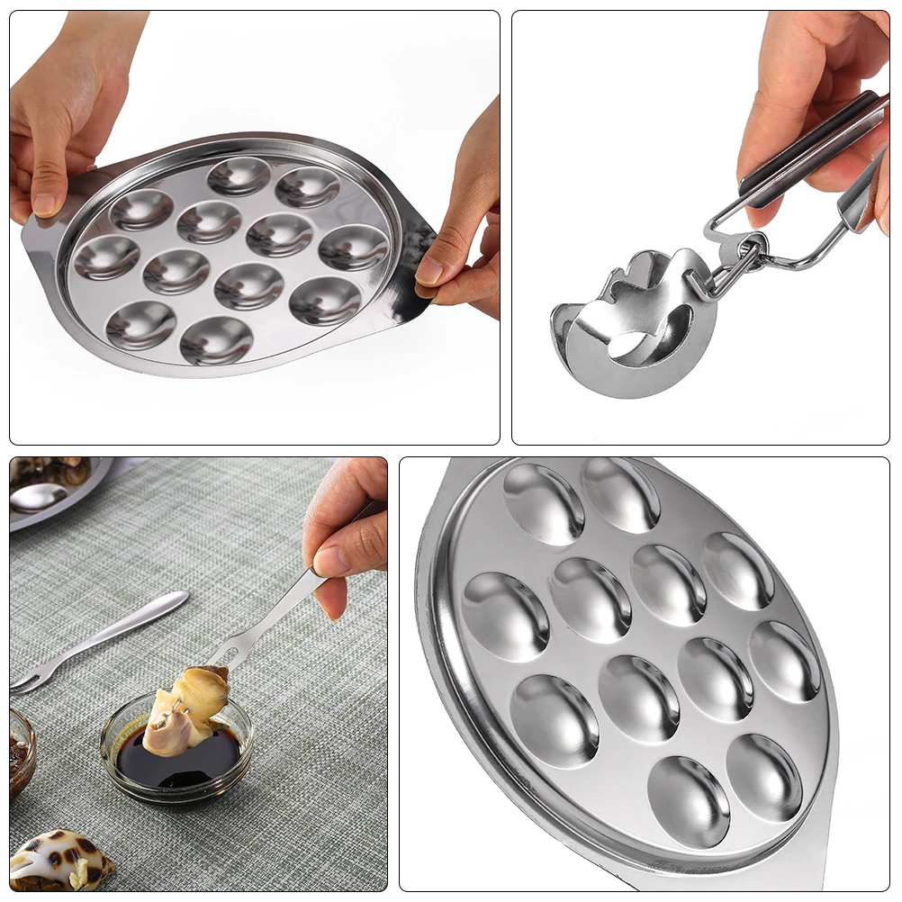 

1pc 12 Grooves Stainless Steel Snail Plate Shellfish Baking Pan Smooth Edge Rust Proof Dishwasher Safe Kitchen Barware