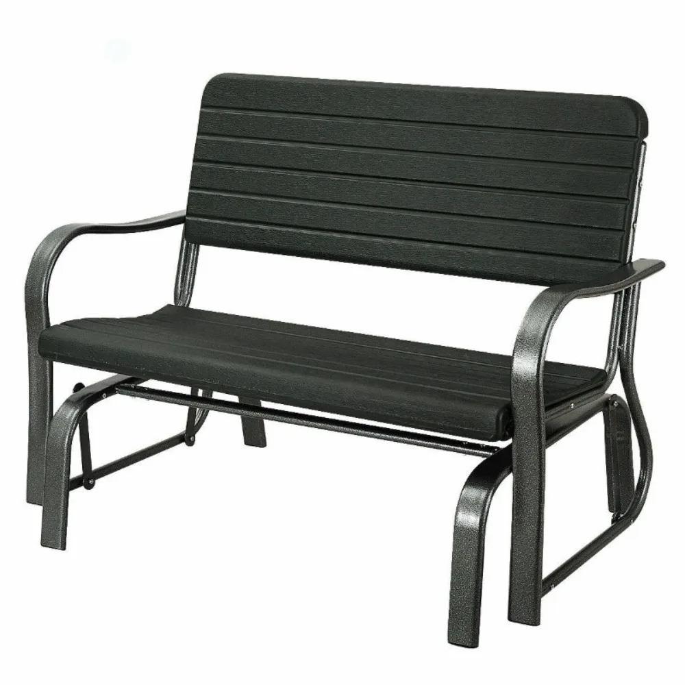 

Outdoor Garden Bench with Flag Pattern Backrest & Rustic Grain Finish Bench with Arms for Porch, Deck, Park