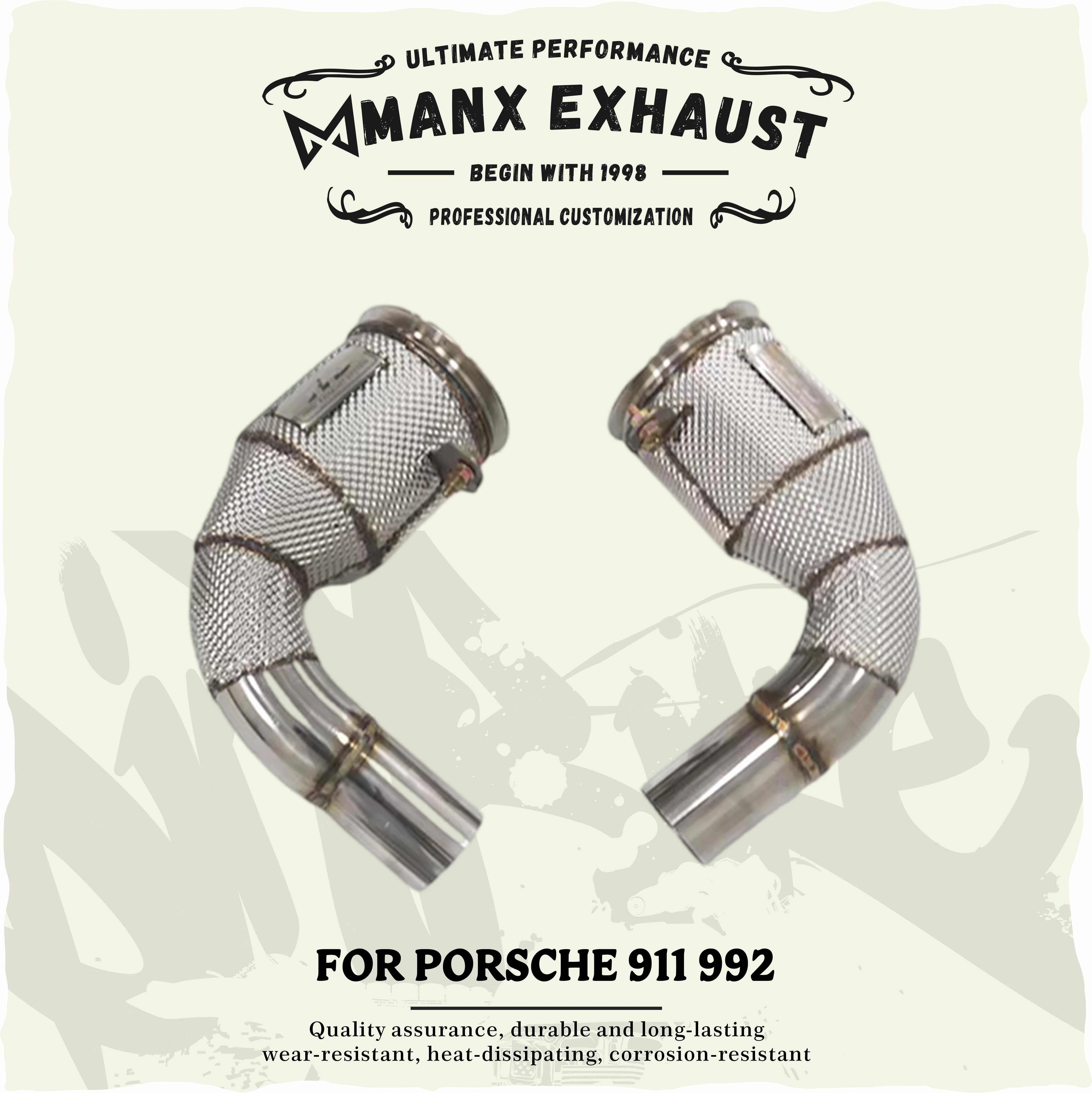 

Stainless steel Downpipe Suitable for Porsche 911 992 Non OPF Performance Exhaust fitting With Heat Shield Racing Pipe