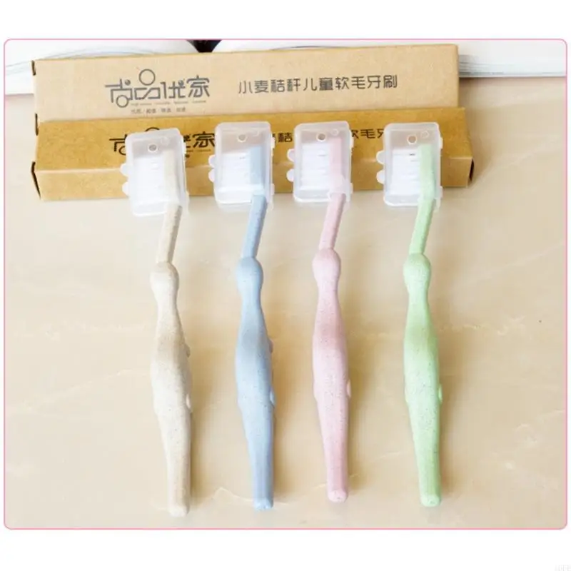 16FE Baby Toothbrush Natural Wheat Straw Cartoon Toddler Children Newborn Care