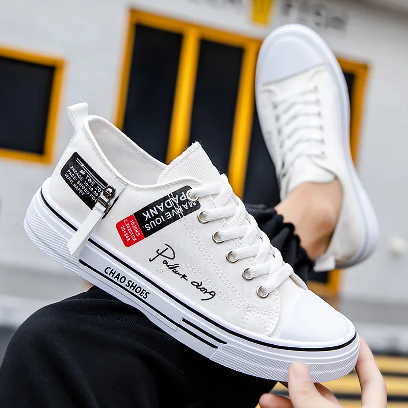 

Fashion breathable men's canvas shoes Hong Kong style men's casual single shoes lightweight low top board shoes