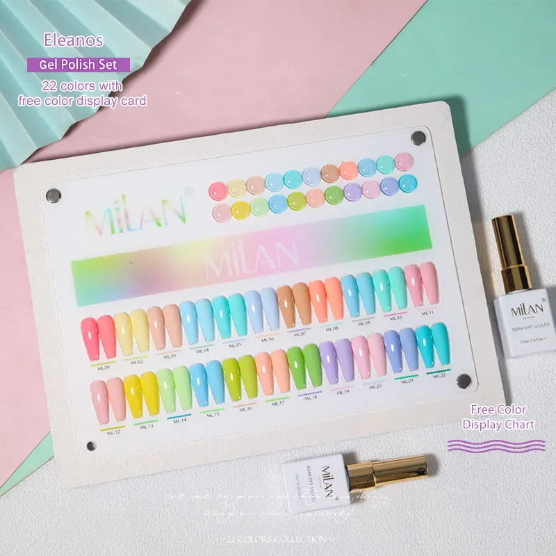 Eleanos ฤดูใบไม้ผลิฤดูร้อน 22pcs Ice Cream GEL ชุดเล็บ Soak Off Macaron สี UV LED เคลือบเล็บ 15ml Candy GEL