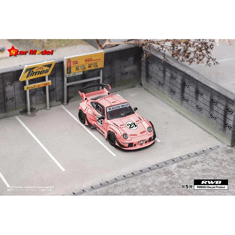 Star In Stock 1:64 RWB 930 GT Wing Pink Pig Diecast Diorama Car Model Collection Miniature Toys