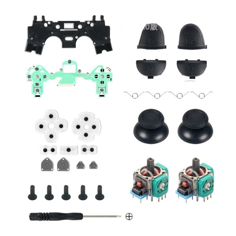 3D Joystick Kit For PS4 Controller JDM 011 1100 1000 US Version L1 R1 L2 R2 Trigger Button Conductive Rubber Flex Cable