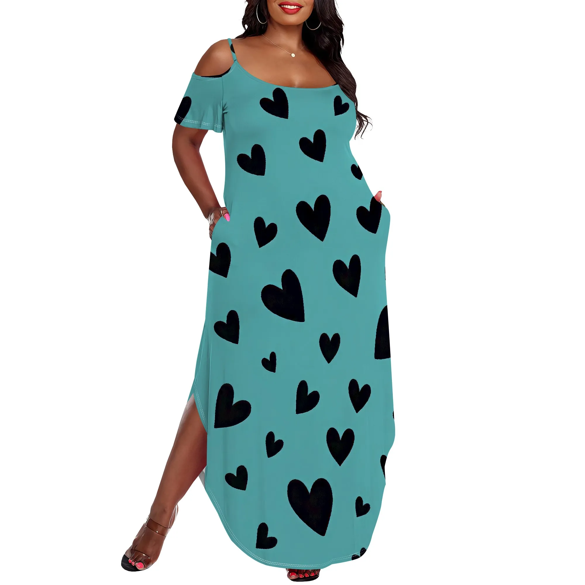 

Womens Plus Size Dresses Short Sleeve Cold Shoulder Casual T Shirt Swing Dress Summer Beach Sundress