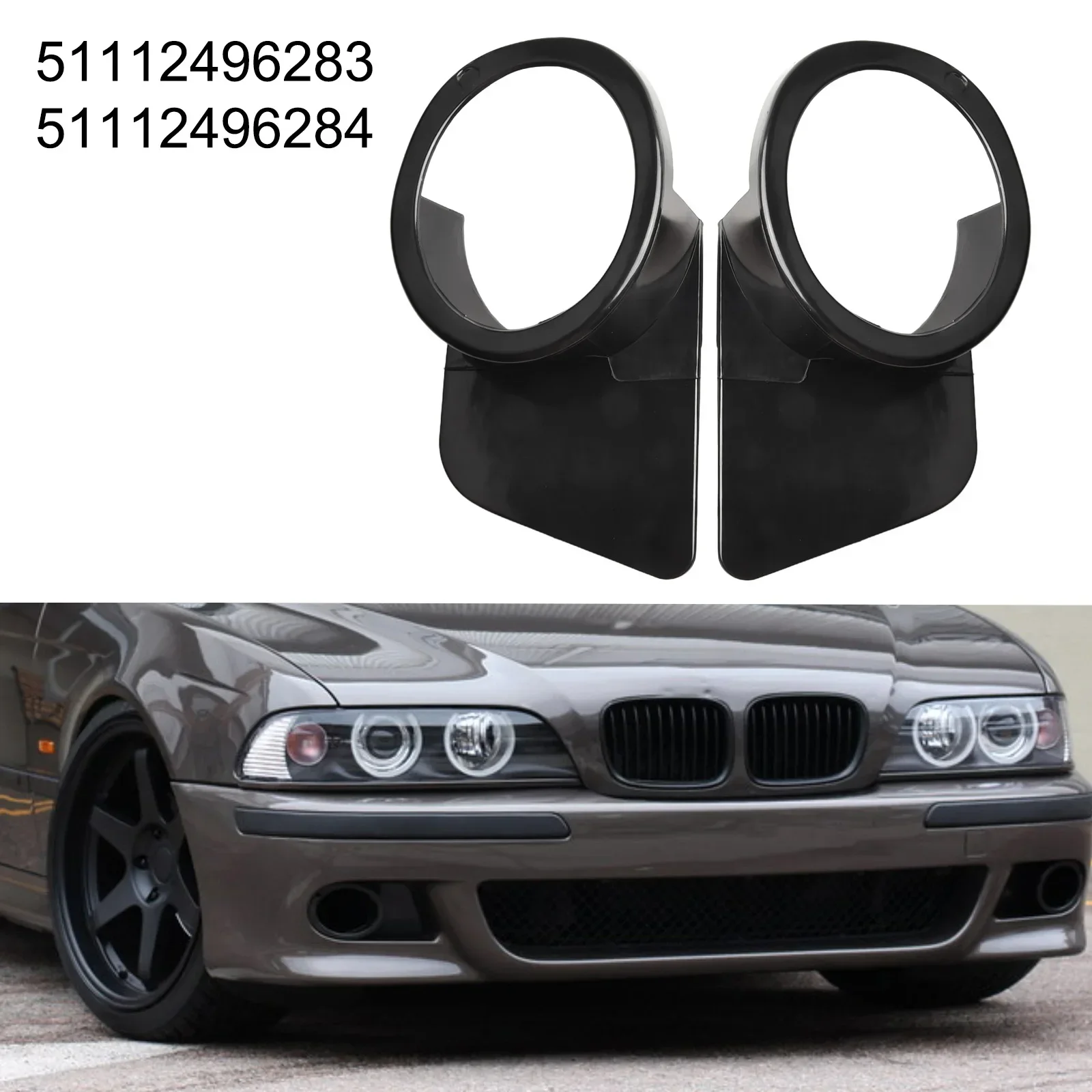 

1 Pair Front Bumper Fog Lamp Cover Garnish Trim Fog Light Cover For BMW E39 M5 5.0L V8 2003 For E39 M5 4.9L V8 1999-2003