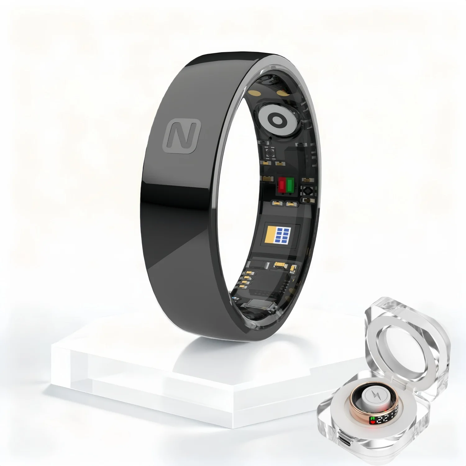 

Black Ceramic NFC Smart Ring Fashion Wearable Smart Device For Men Women With NFC Technology